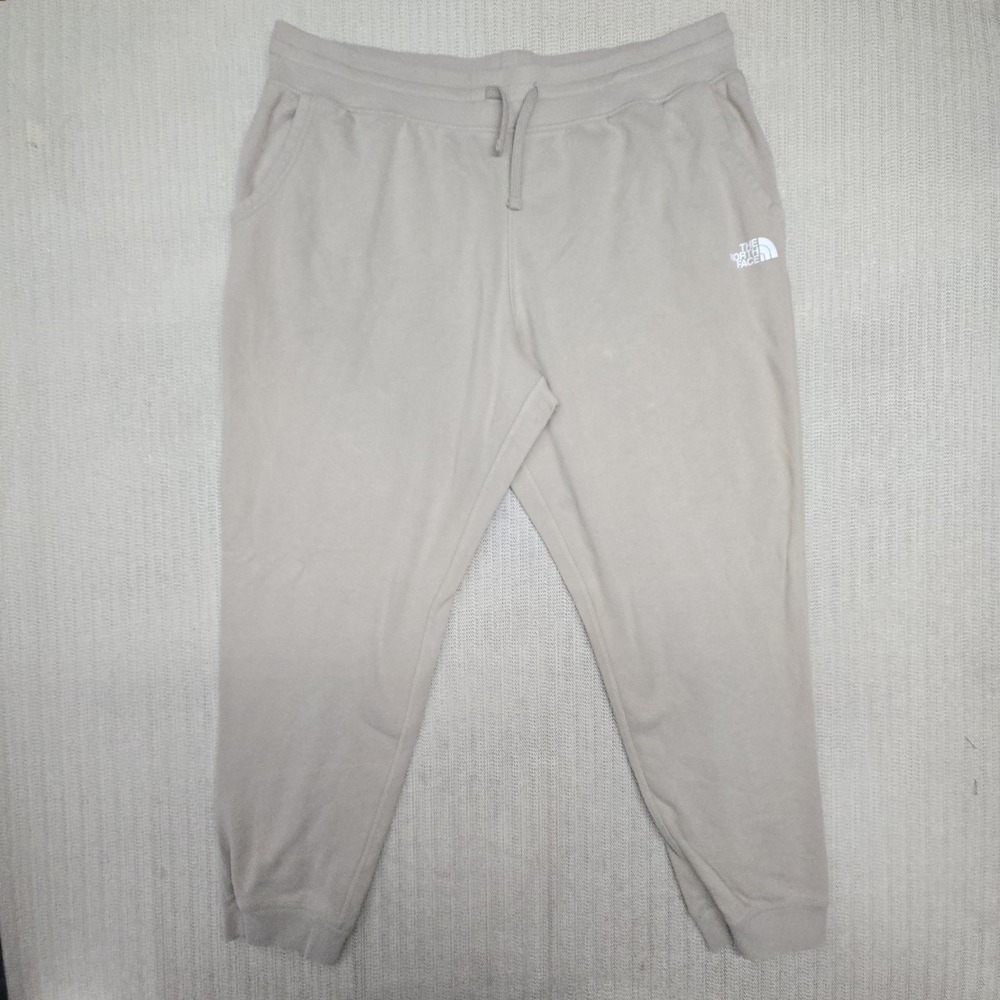 The North Face Pants Mens 2XL Beige Fleece Joggers Sweatpants Logo Pockets